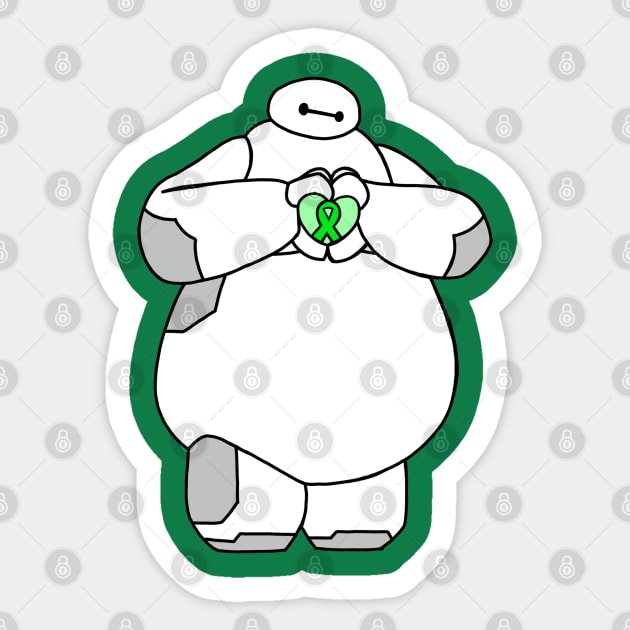 Health Care Robot Holding Awareness Ribbon (Green) Sticker by CaitlynConnor